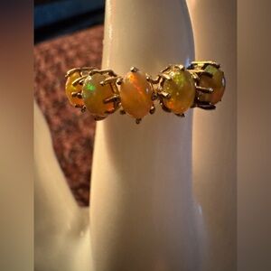 Vintage Stauer 5-Stone Sterling Ethiopian Opal Ring, Size 7